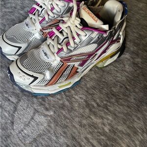 Balenciaga Silver and Pink Athletic Shoes